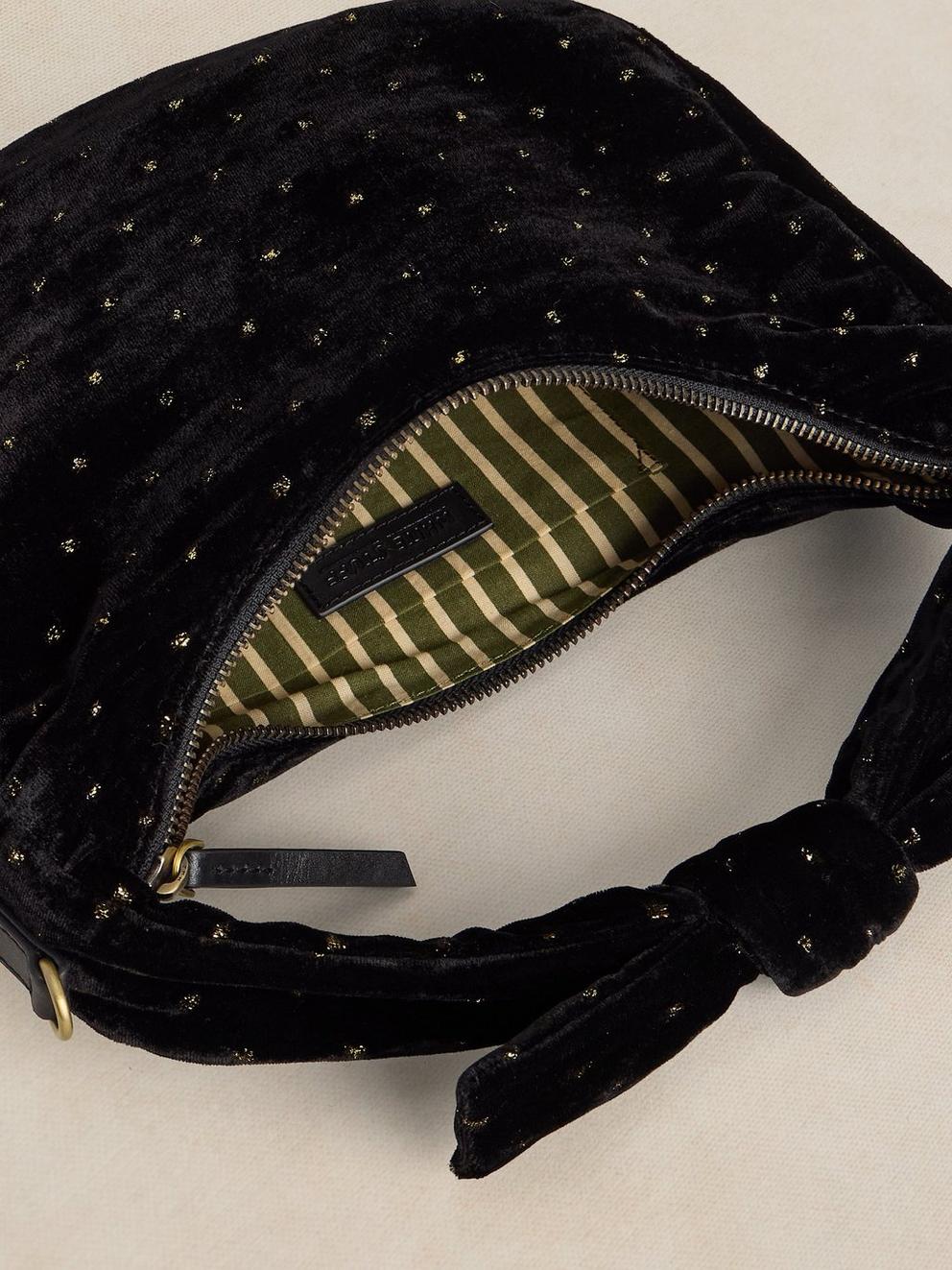 MINI DARLA VELVET BAG in PURE BLK - FLAT DETAIL