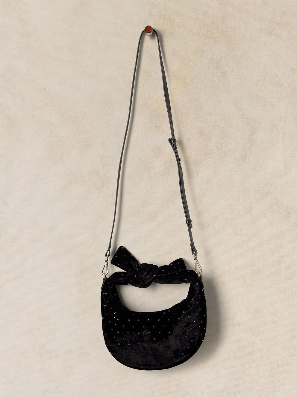 MINI DARLA VELVET BAG in PURE BLK - FLAT FRONT