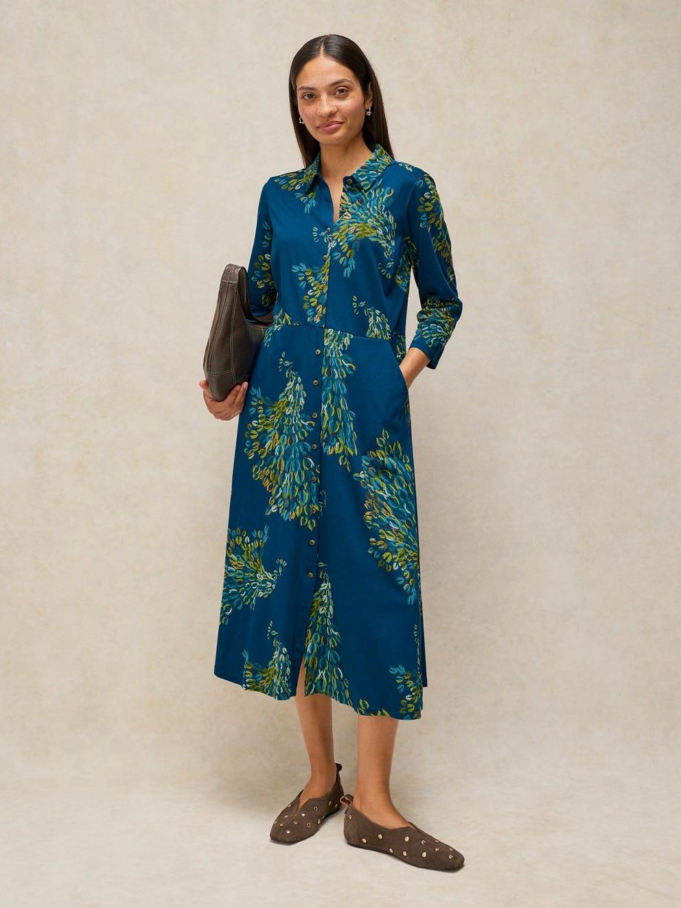 RUA JERSEY DRESS in TEAL PR - LIFESTYLE