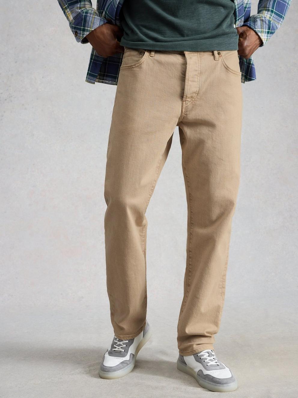 Eastwood Garment Dye Jeans in LGT NAT - MODEL FRONT