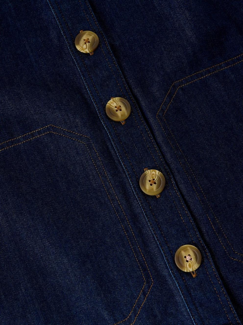 MILLIE DENIM SHIFT DRESS in DK DENIM - FLAT DETAIL