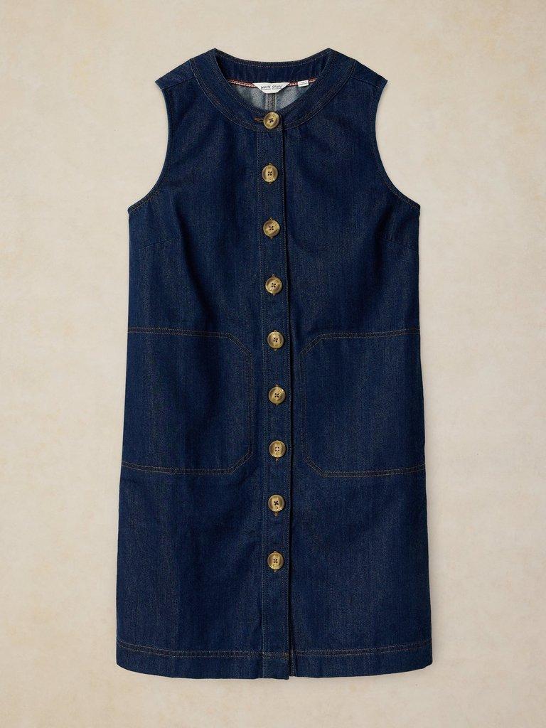 MILLIE DENIM SHIFT DRESS in DK DENIM - FLAT FRONT