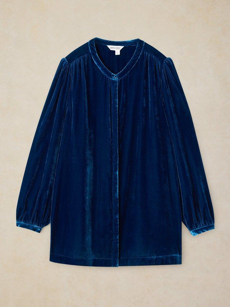 LANA VELVET TUNIC in DARK NAVY - FLAT FRONT