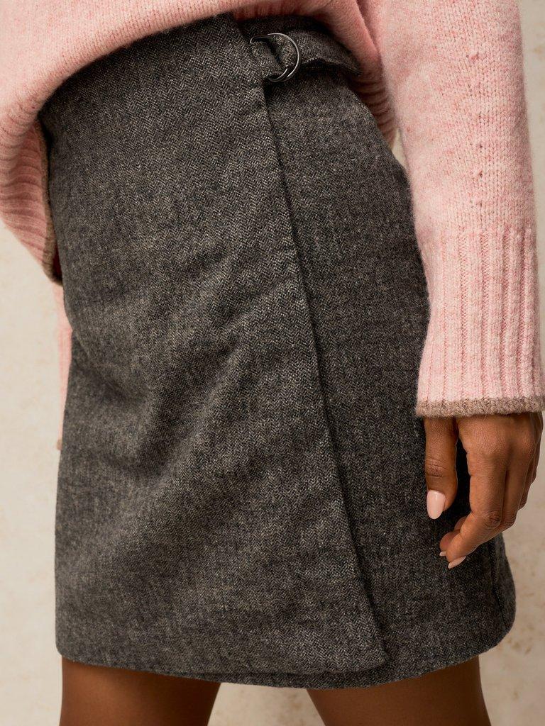 WILMA WRAP TWEEDY SKIRT in GREY MULTI | White Stuff