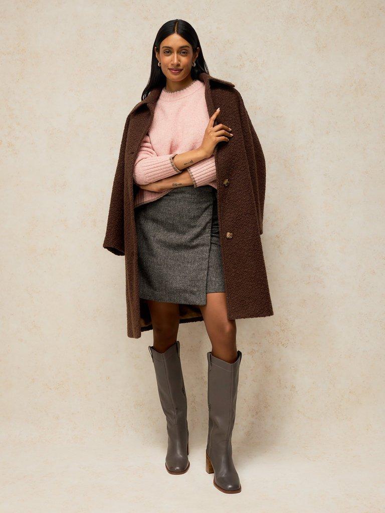 WILMA WRAP TWEEDY SKIRT in GREY MULTI | White Stuff