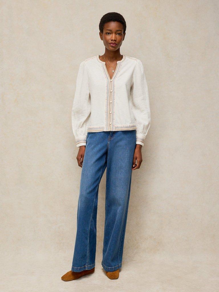 LIZZIE EMBROIDERED TOP in IVORY MULTI | White Stuff