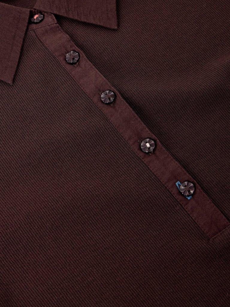 EMBER RIB POLO in DK BROWN - FLAT DETAIL