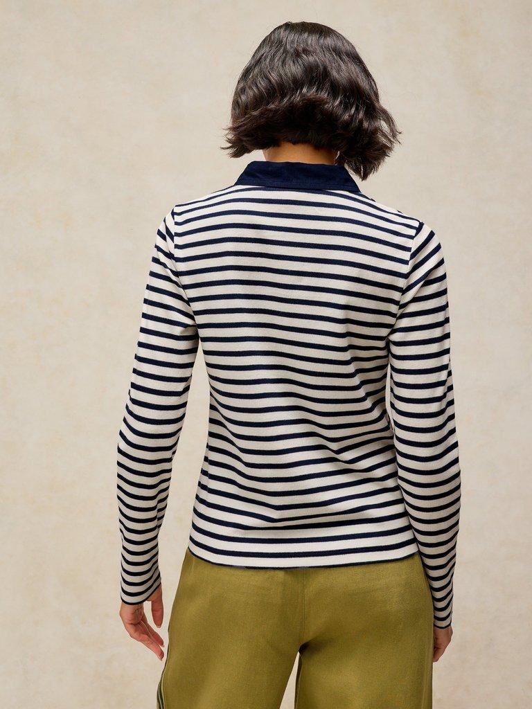 EMBER RIB POLO in NAVY MULTI - MODEL BACK
