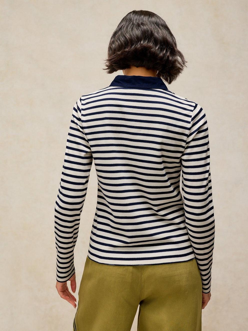 EMBER RIB POLO in NAVY MULTI - MODEL BACK