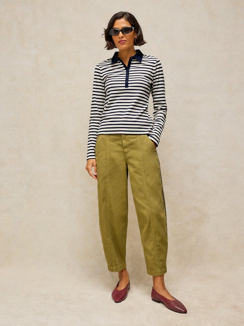 EMBER RIB POLO in NAVY MULTI - MODEL FRONT