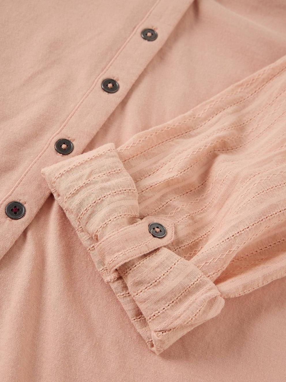 ANNIE MIX JERSEY SHIRT in LGT PINK - FLAT DETAIL
