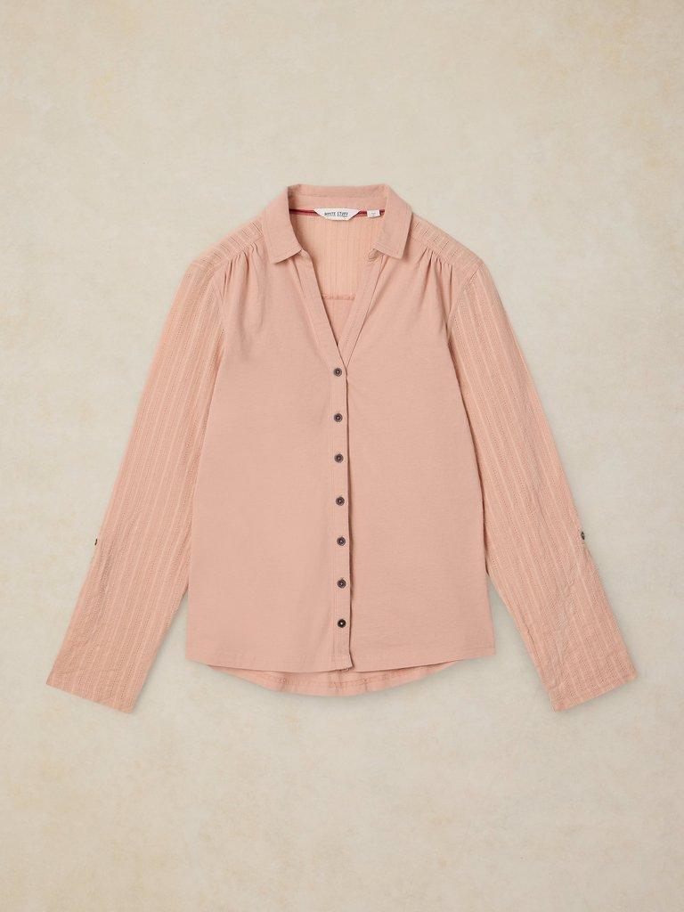 ANNIE MIX JERSEY SHIRT in LGT PINK - FLAT FRONT