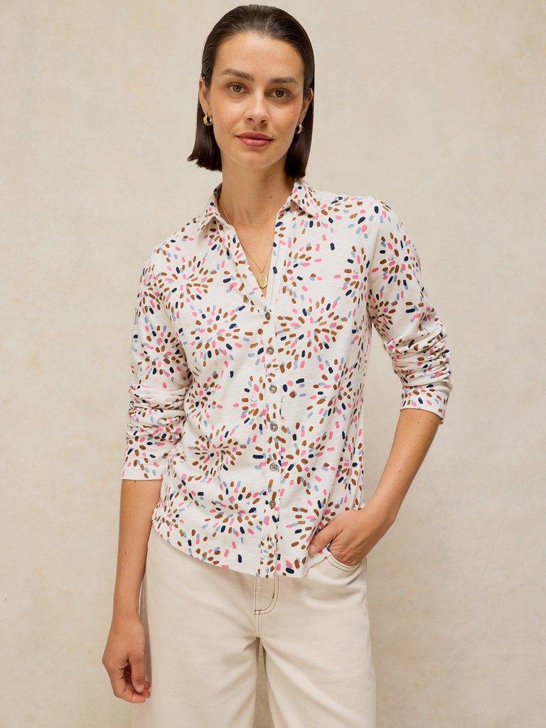 ANNIE JERSEY SHIRT in WHITE PR - MODEL DETAIL
