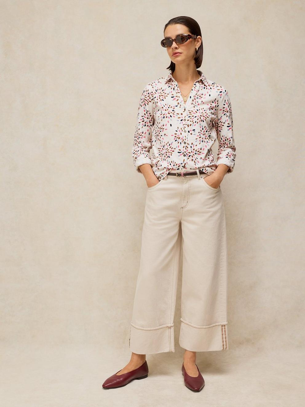 ANNIE JERSEY SHIRT in WHITE PR - MODEL FRONT