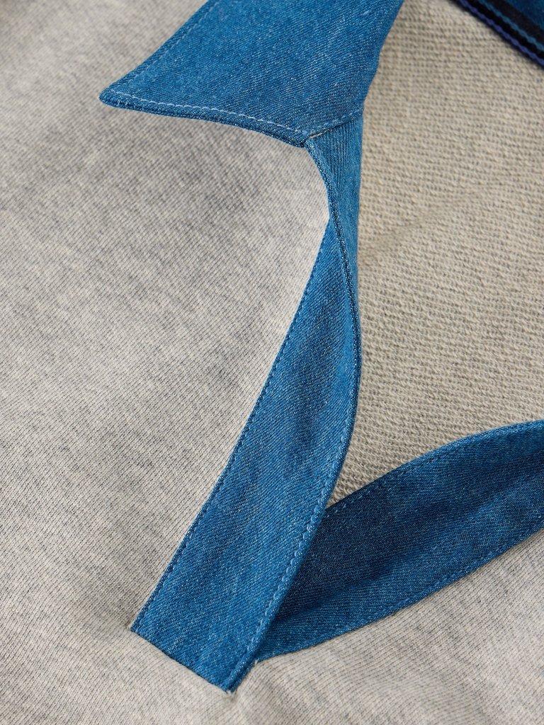 DANNI DENIM COLLAR SWEAT in GREY MARL - FLAT DETAIL