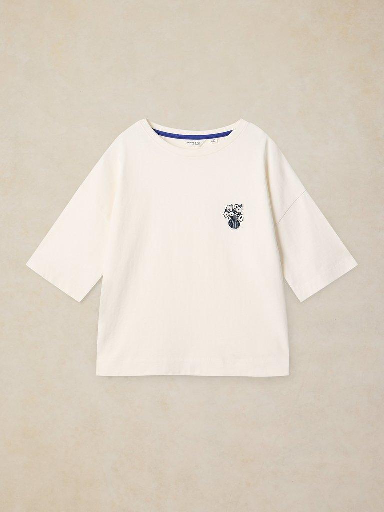 KATYA EMBROIDERED TEE in IVORY MLT - FLAT FRONT