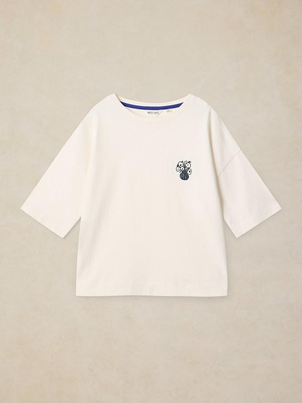 KATYA EMBROIDERED TEE in IVORY MLT - FLAT FRONT
