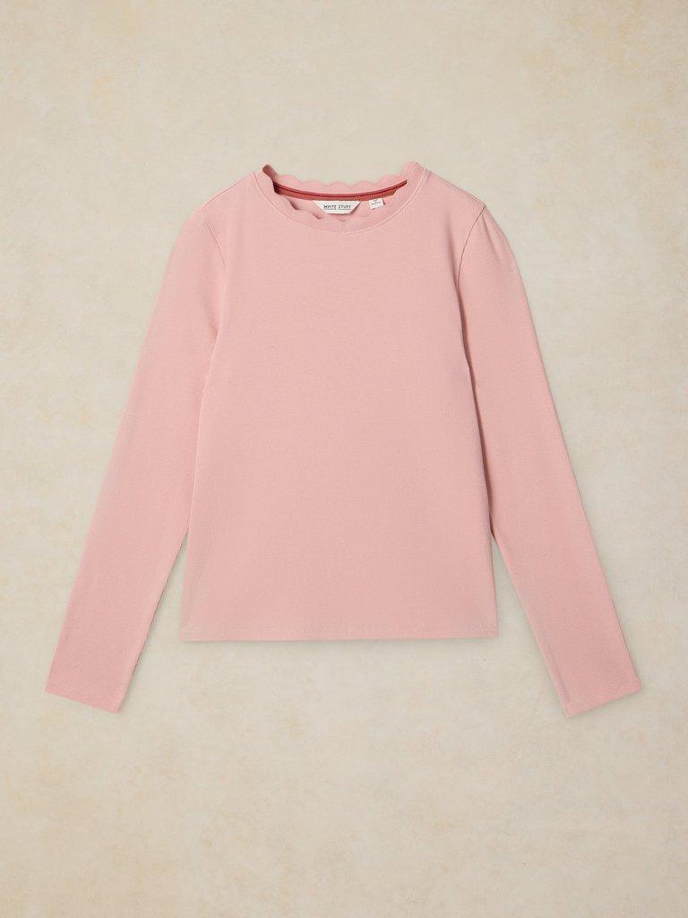 AIDA SCALLOP LS TEE in LGT PINK - FLAT FRONT