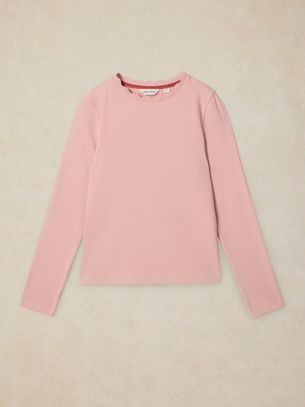 AIDA SCALLOP LS TEE in LGT PINK - FLAT FRONT