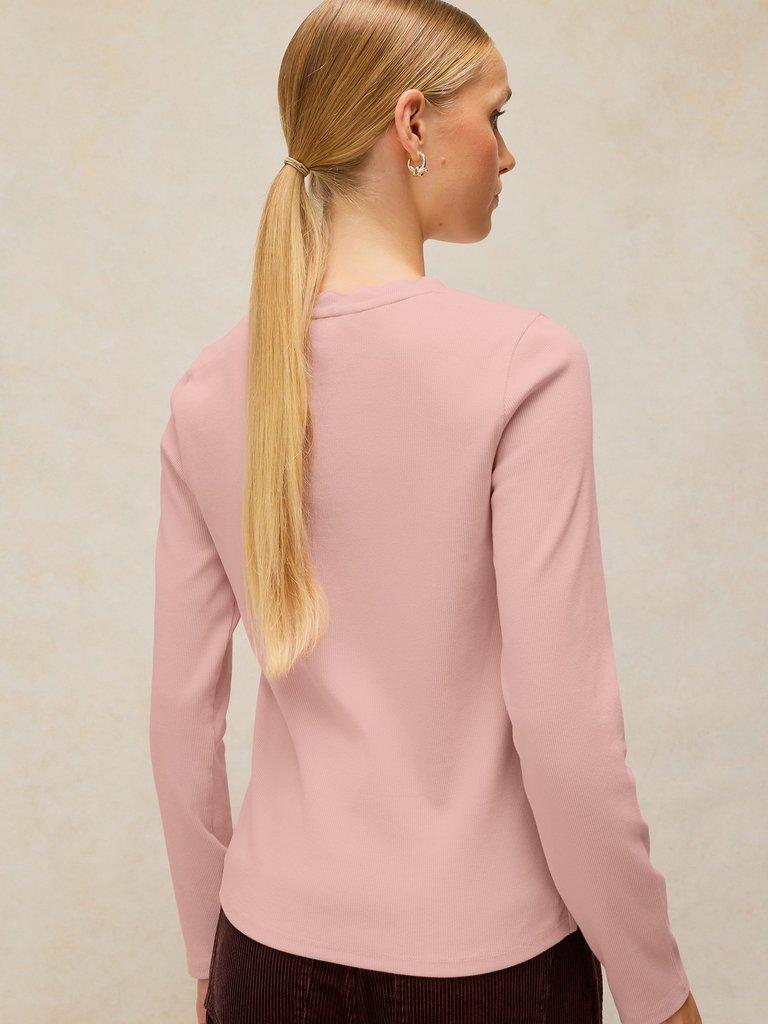 AIDA SCALLOP LS TEE in LGT PINK - MODEL BACK
