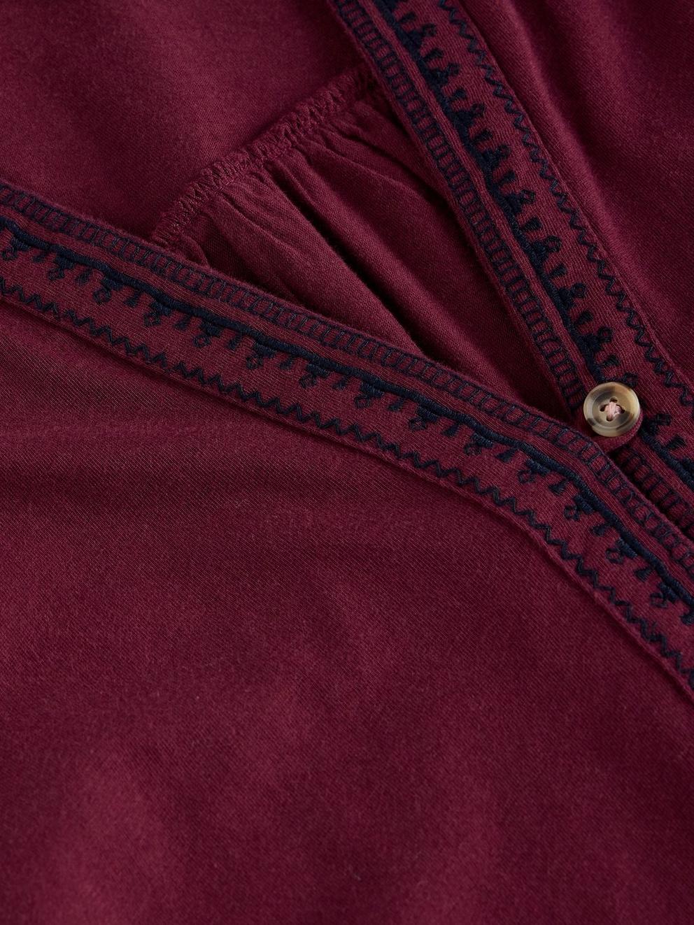 RONLEY EMBROIDERED SHIRT in PLUM MLT - FLAT DETAIL