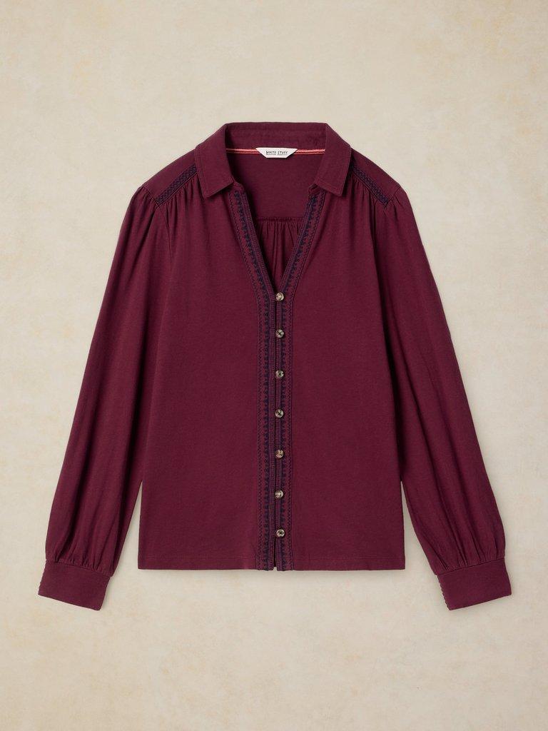 RONLEY EMBROIDERED SHIRT in PLUM MLT - FLAT FRONT