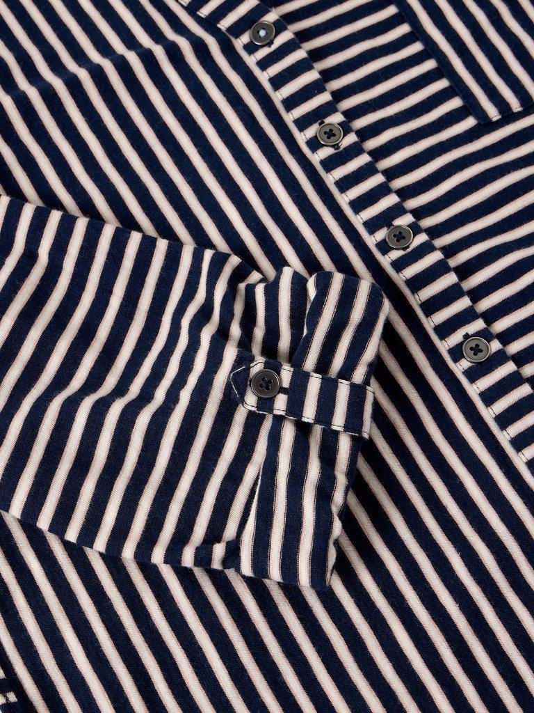 ANNIE STRIPE JERSEY SHIRT in NAVY MULTI - FLAT DETAIL