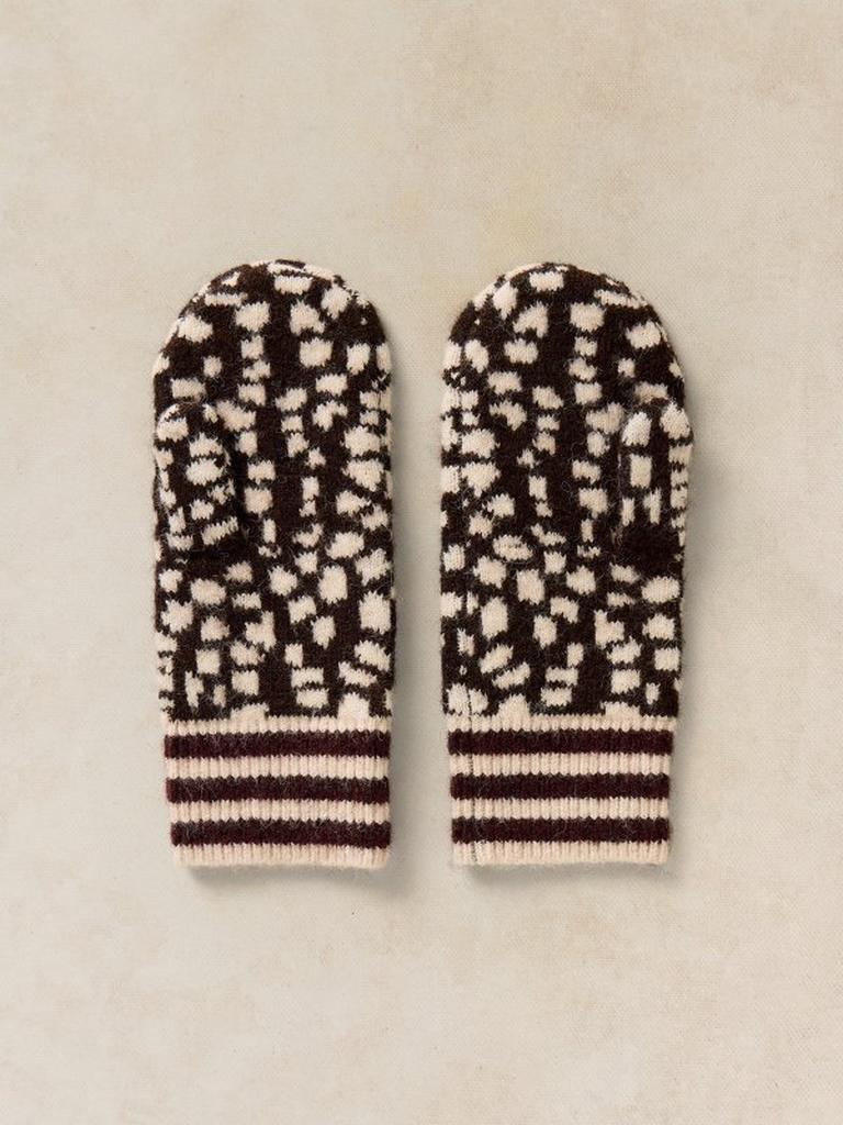 JACQAURD ANIMAL KNITTED MITT in BROWN MLT - FLAT BACK