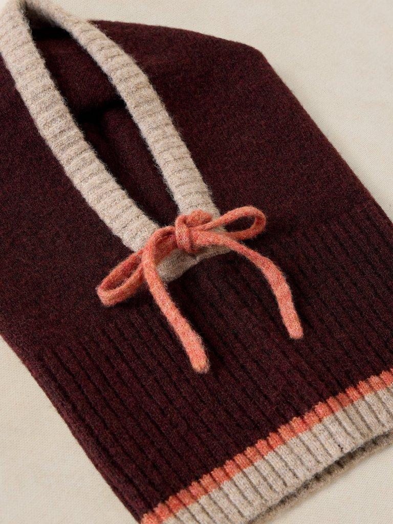 EMMA KNITTED HOOD in PLUM MLT - FLAT DETAIL