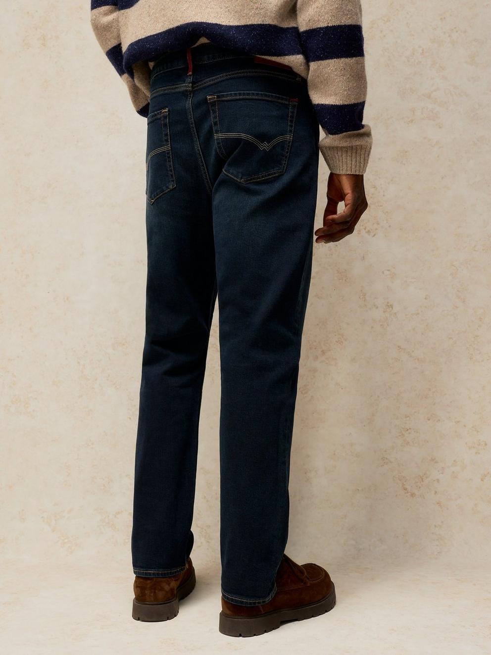 Seaton Straight Jean in DEEP BLUE - MODEL BACK