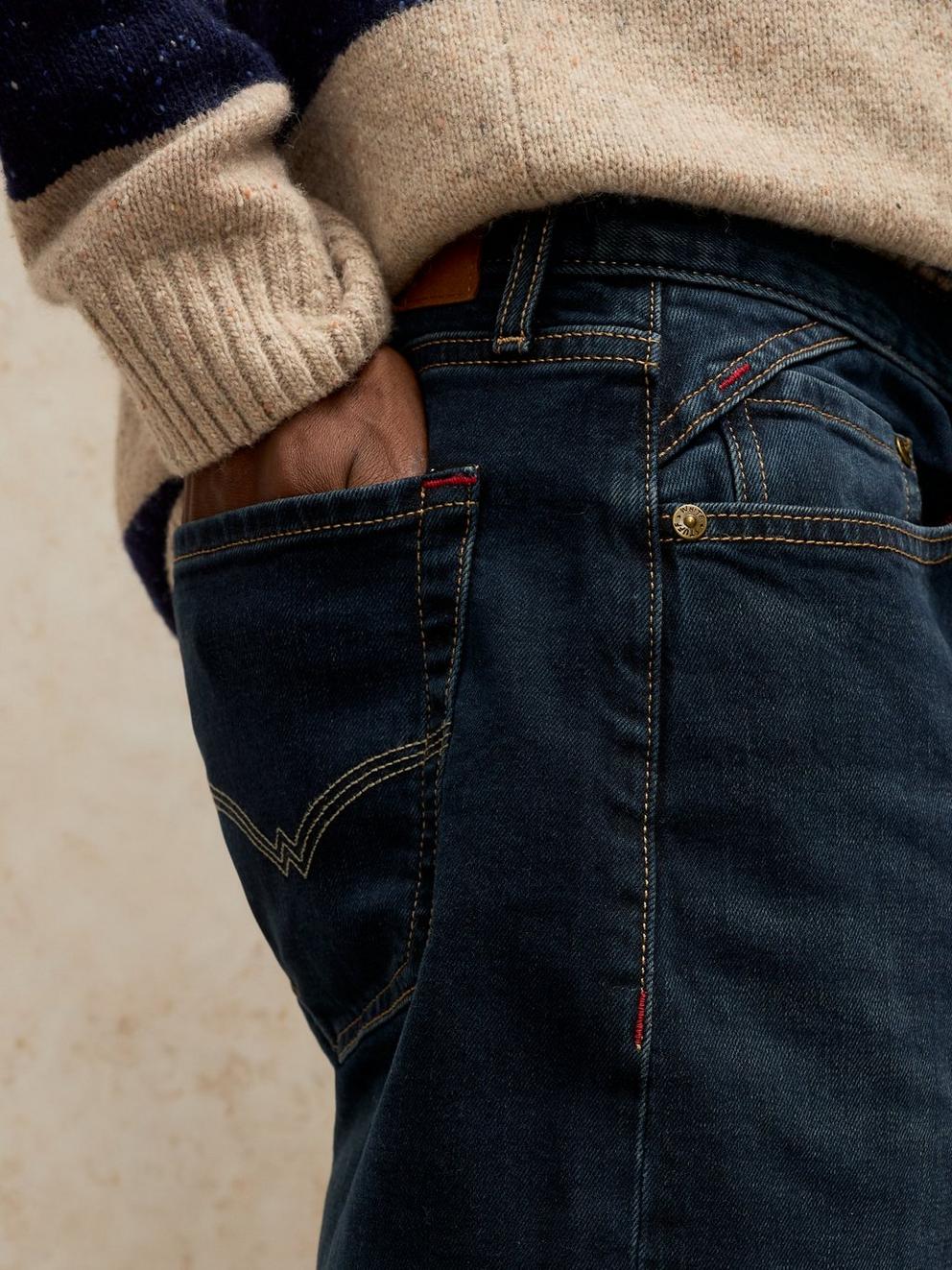 Seaton Straight Jean in DEEP BLUE - MODEL DETAIL