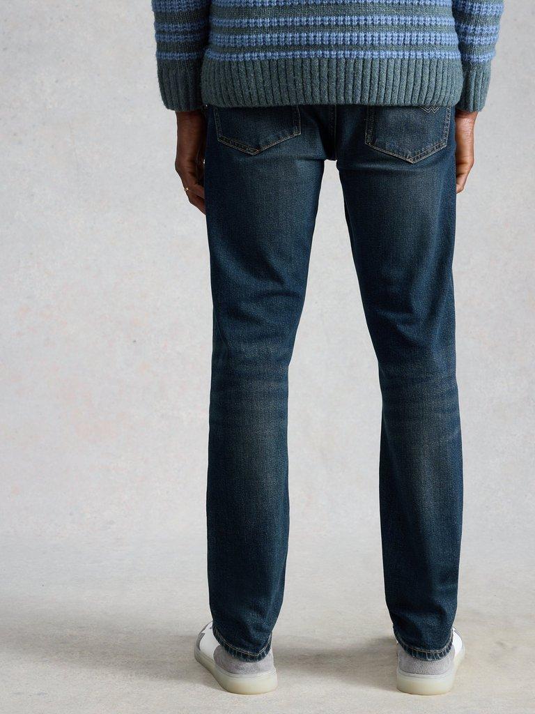 Seaton Straight Jean in DK BLUE - MODEL BACK