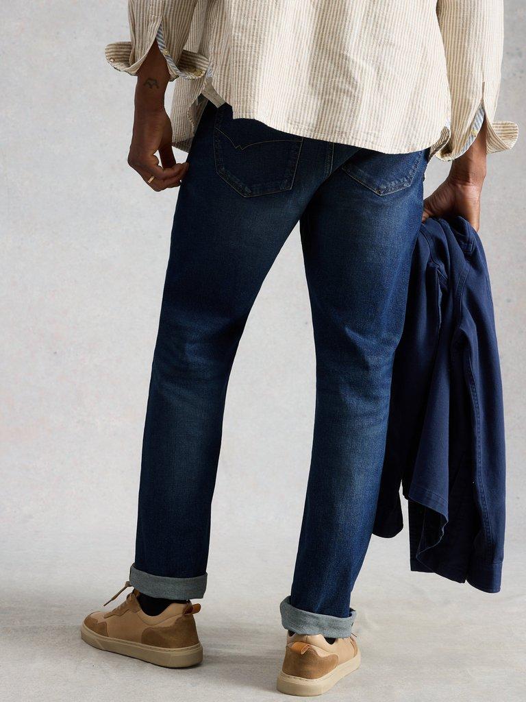 Seaton Straight Jean in MID DENIM - MODEL BACK