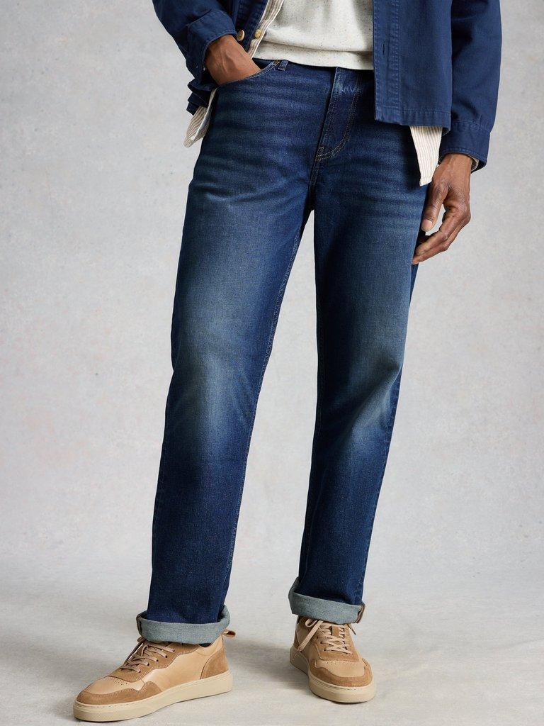 Seaton Straight Jean in MID DENIM - MODEL FRONT