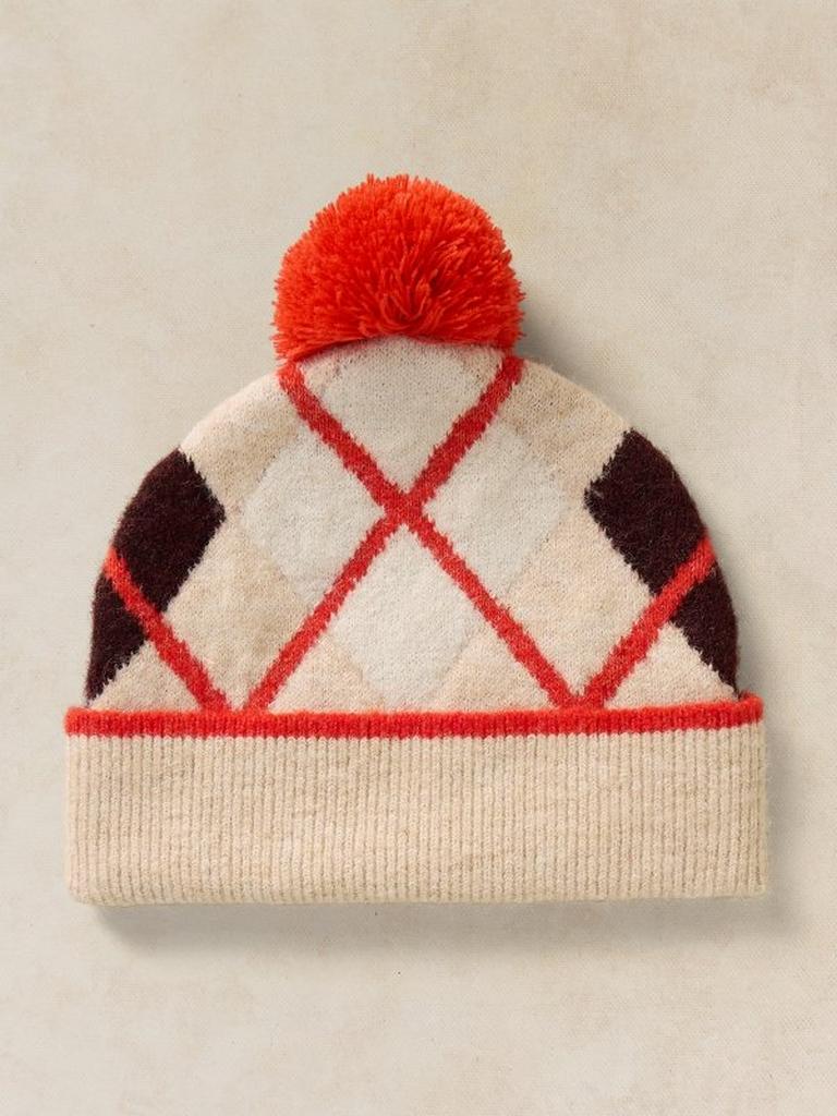ARGYLE BEANIE in NAT MLT - FLAT BACK