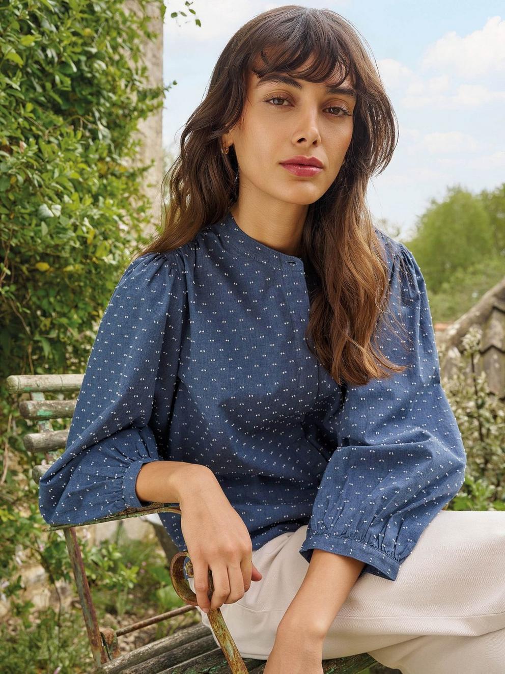 LANA TOP in BLUE MULTI | White Stuff US