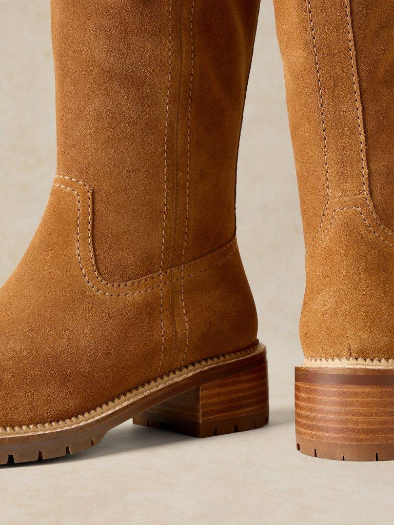 WIDE FIT SUEDE SERENA BOOT in MID TAN - FLAT DETAIL