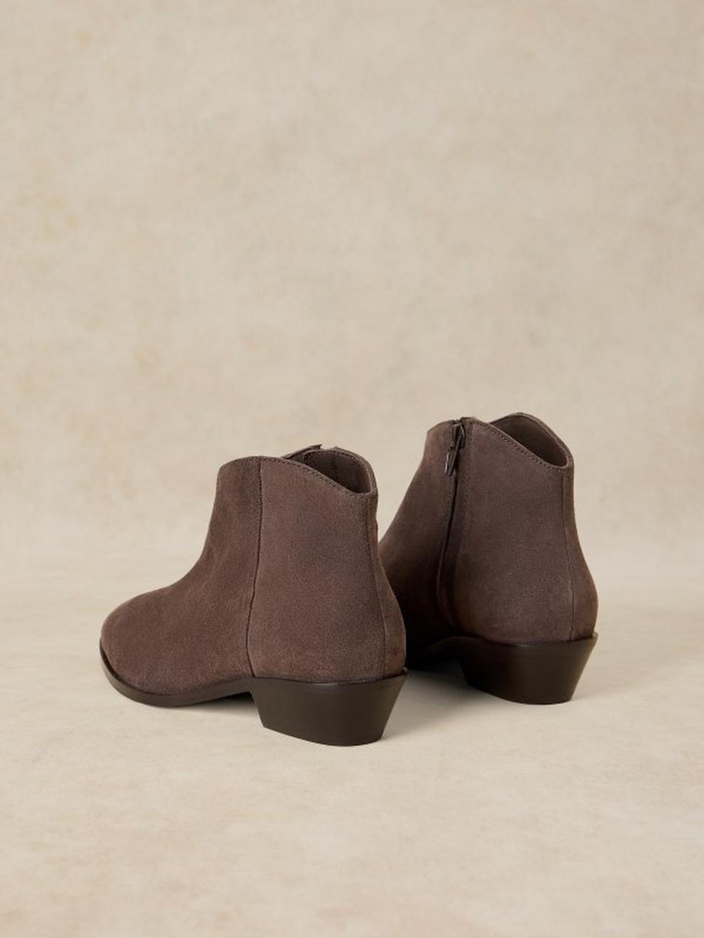 MAE SUEDE ANKLE BOOT in DK GREY - FLAT BACK