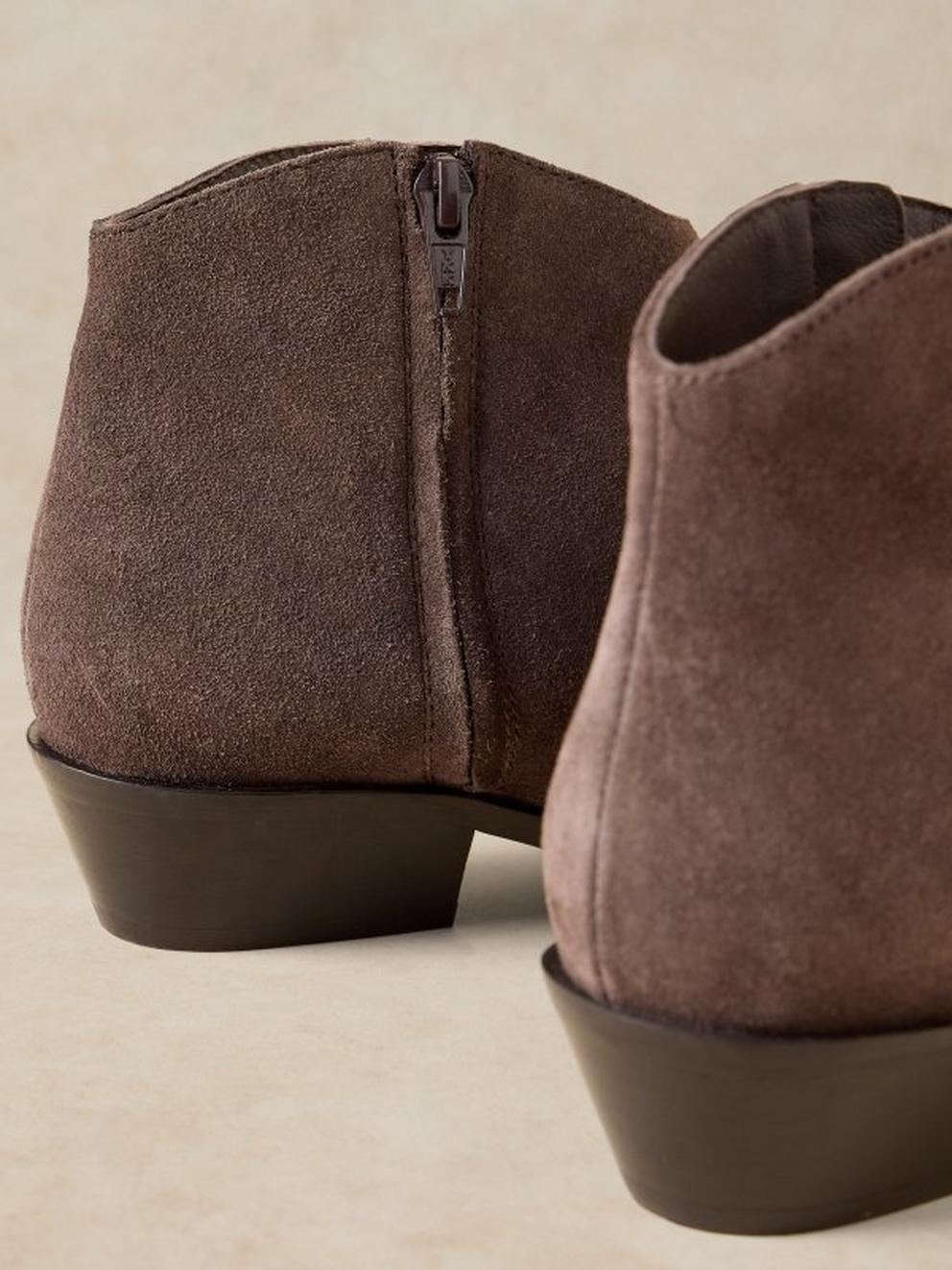 MAE SUEDE ANKLE BOOT in DK GREY - FLAT DETAIL