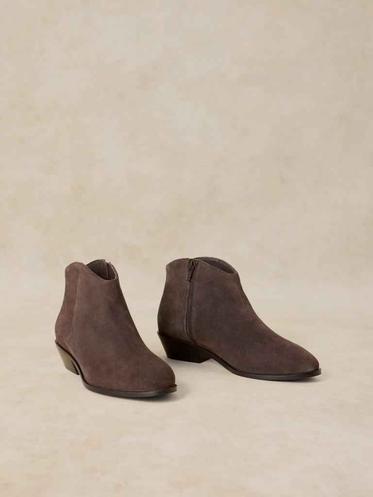 MAE SUEDE ANKLE BOOT in DK GREY - FLAT FRONT