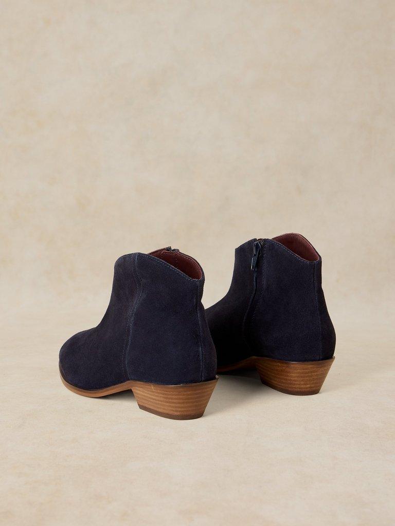WIDE FIT SUEDE ANKLE BOOT in DARK NAVY - FLAT BACK