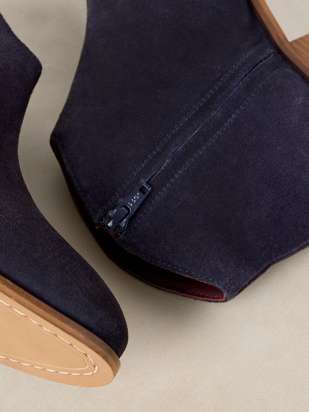 WIDE FIT SUEDE ANKLE BOOT in DARK NAVY - FLAT DETAIL