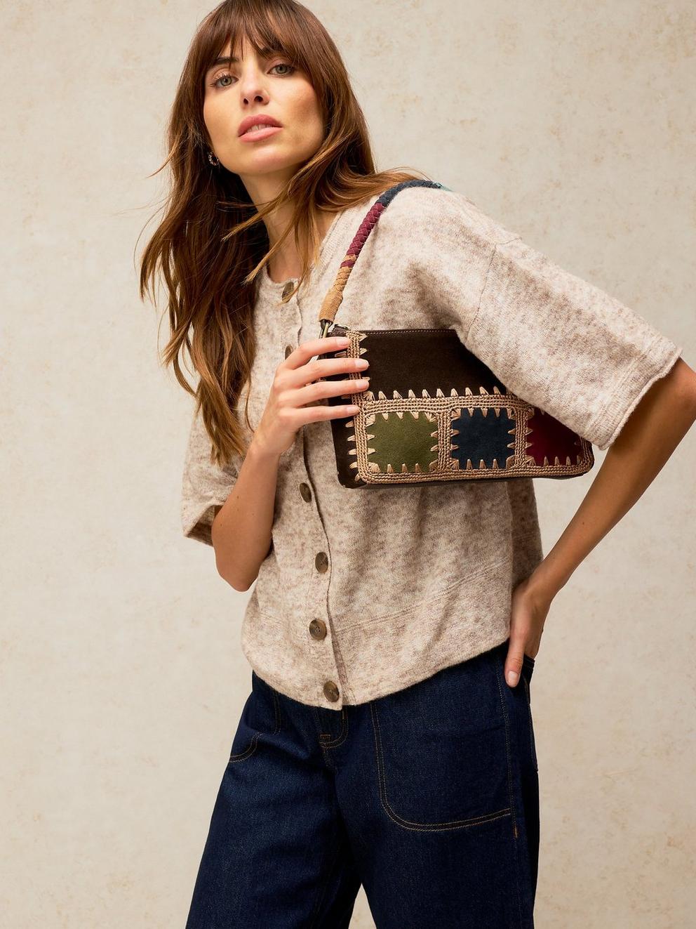 WINTER CROCHET CROSSBODY BAG in NAT MLT - MODEL FRONT