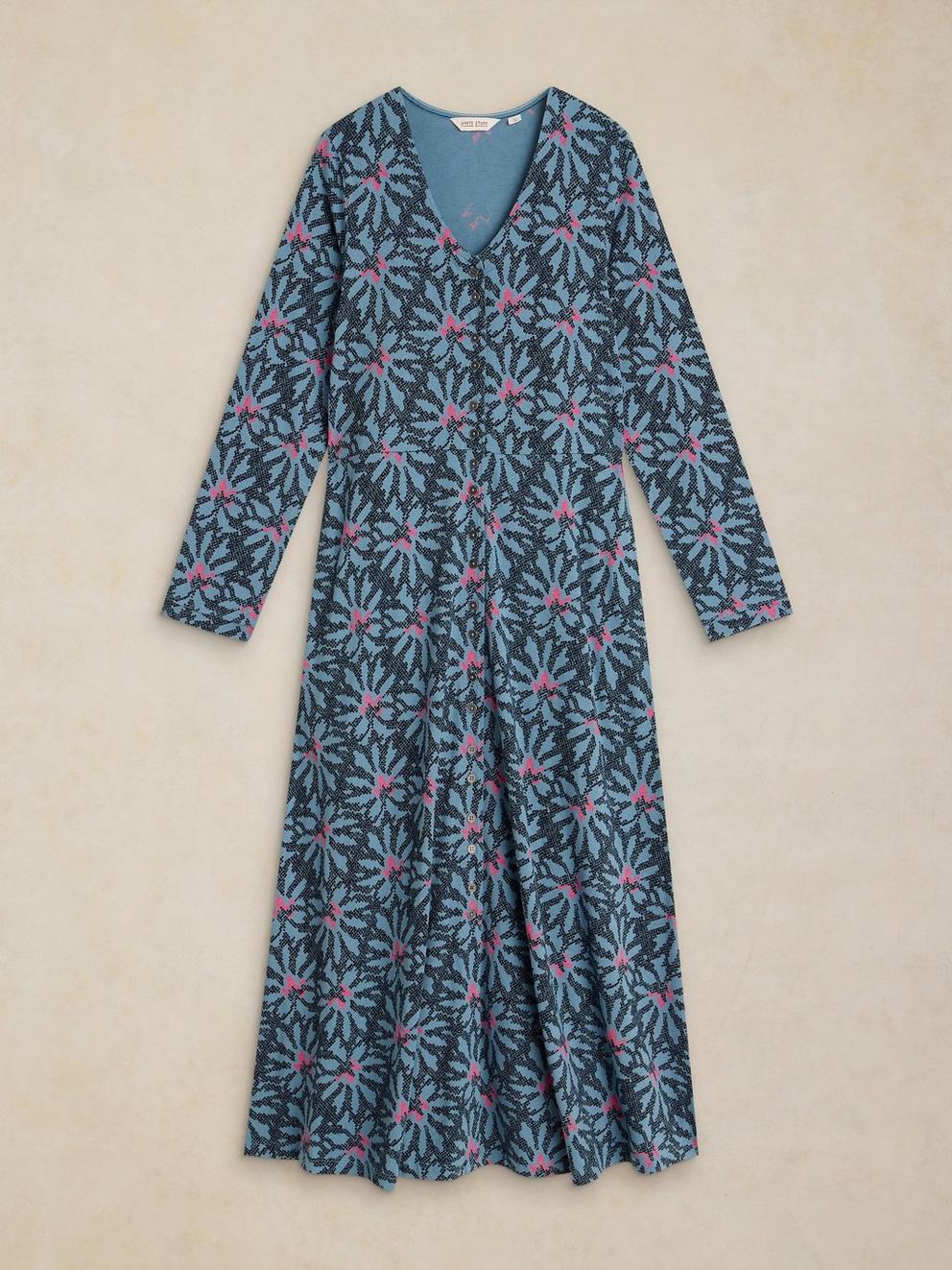 REESE BUTTON THROUGH DRESS in BLUE PR - FLAT FRONT