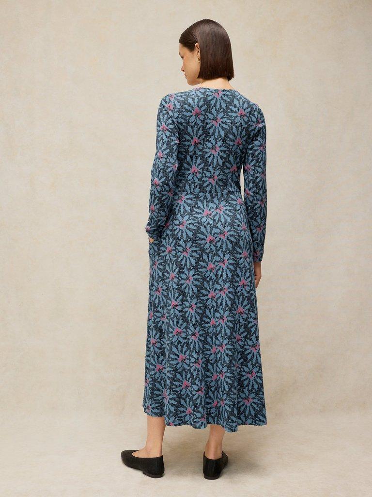 REESE BUTTON THROUGH DRESS in BLUE PR - MODEL BACK