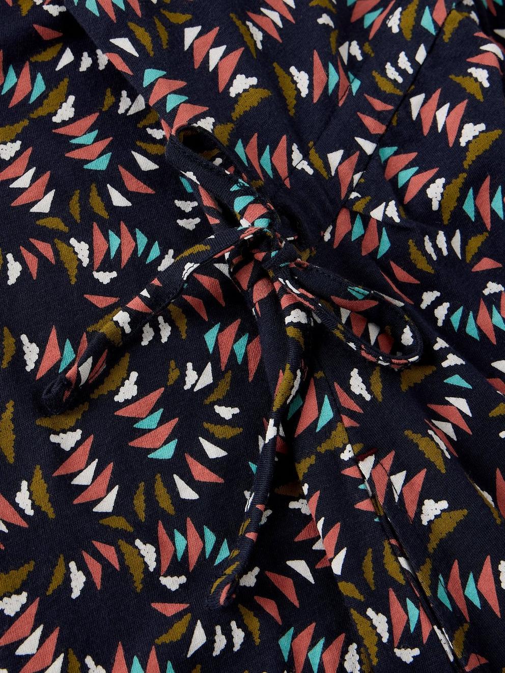 HARPER JERSEY DRESS in NAVY MULTI - FLAT DETAIL