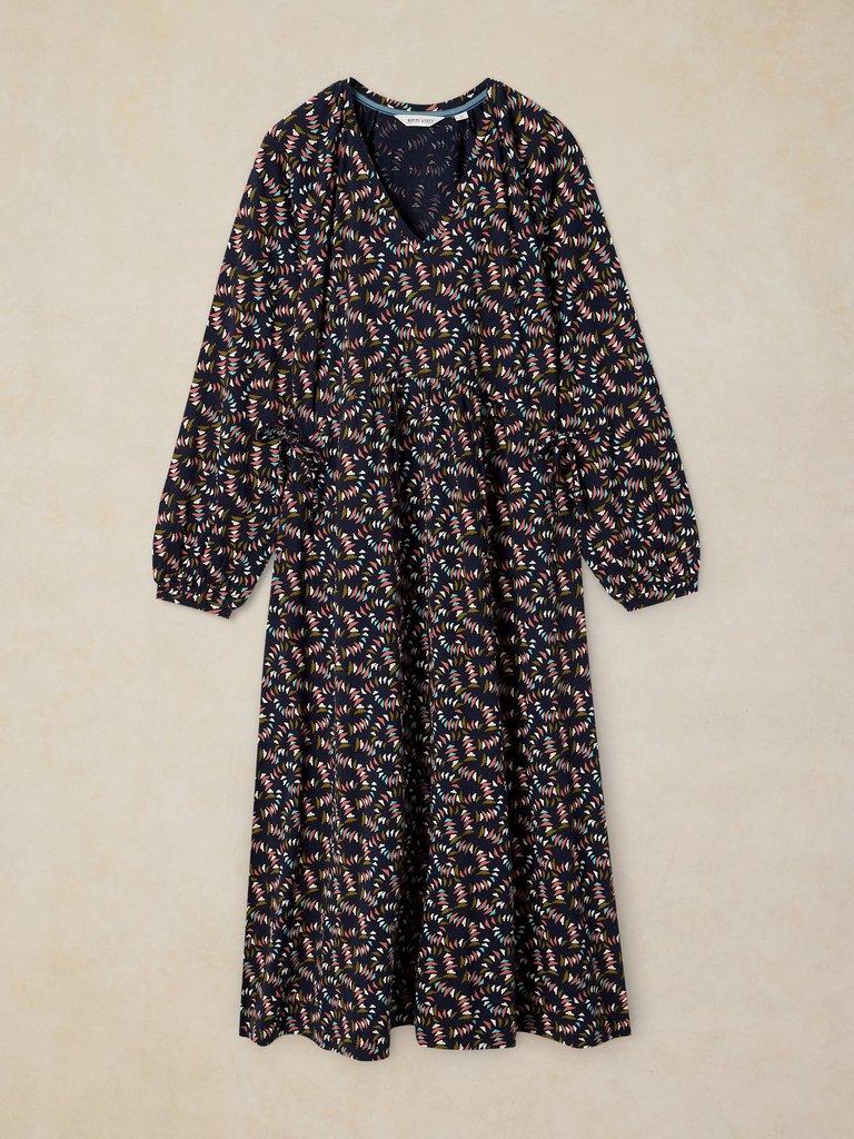 HARPER JERSEY DRESS in NAVY MULTI - FLAT FRONT