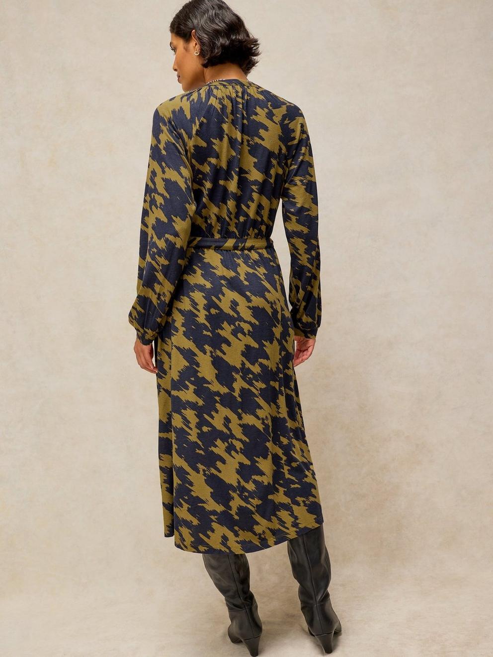 AMARA JERSEY DRESS in GREEN MLT - MODEL BACK