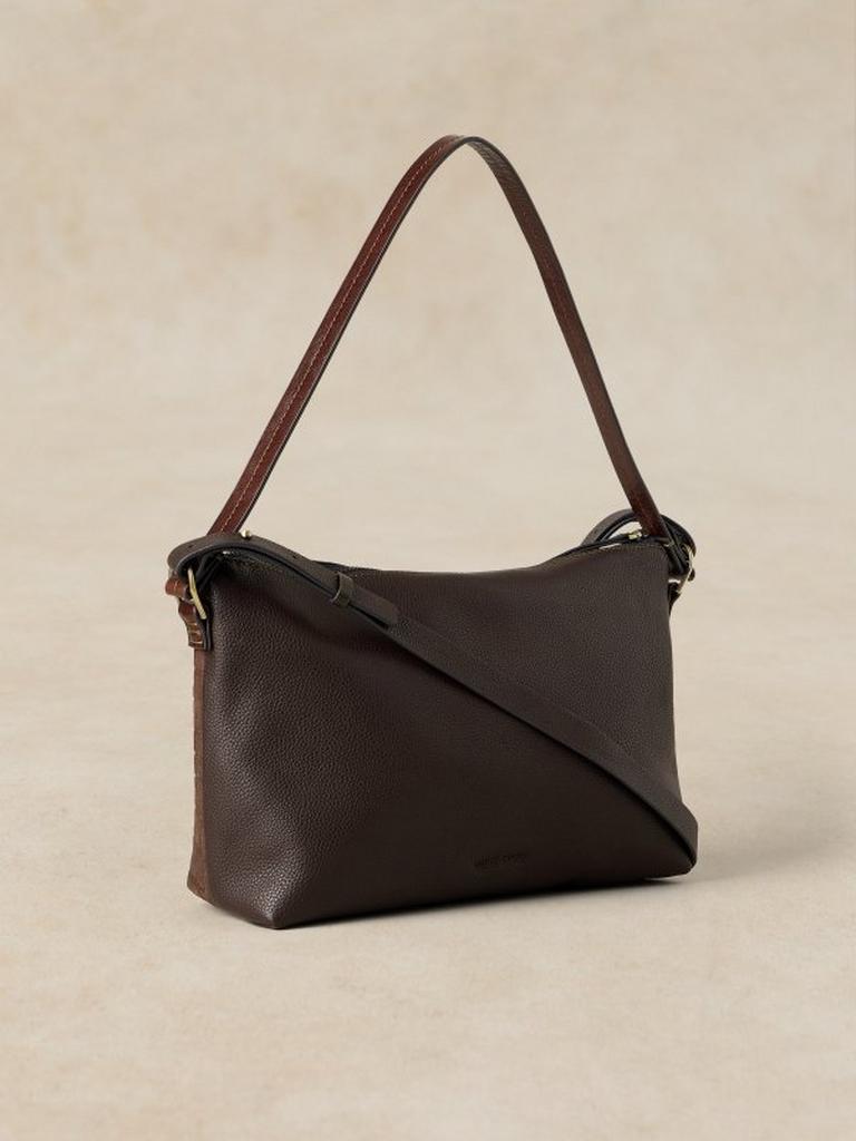 FRAN LANDSCAPE LEATHER BAG in DK BROWN - FLAT BACK
