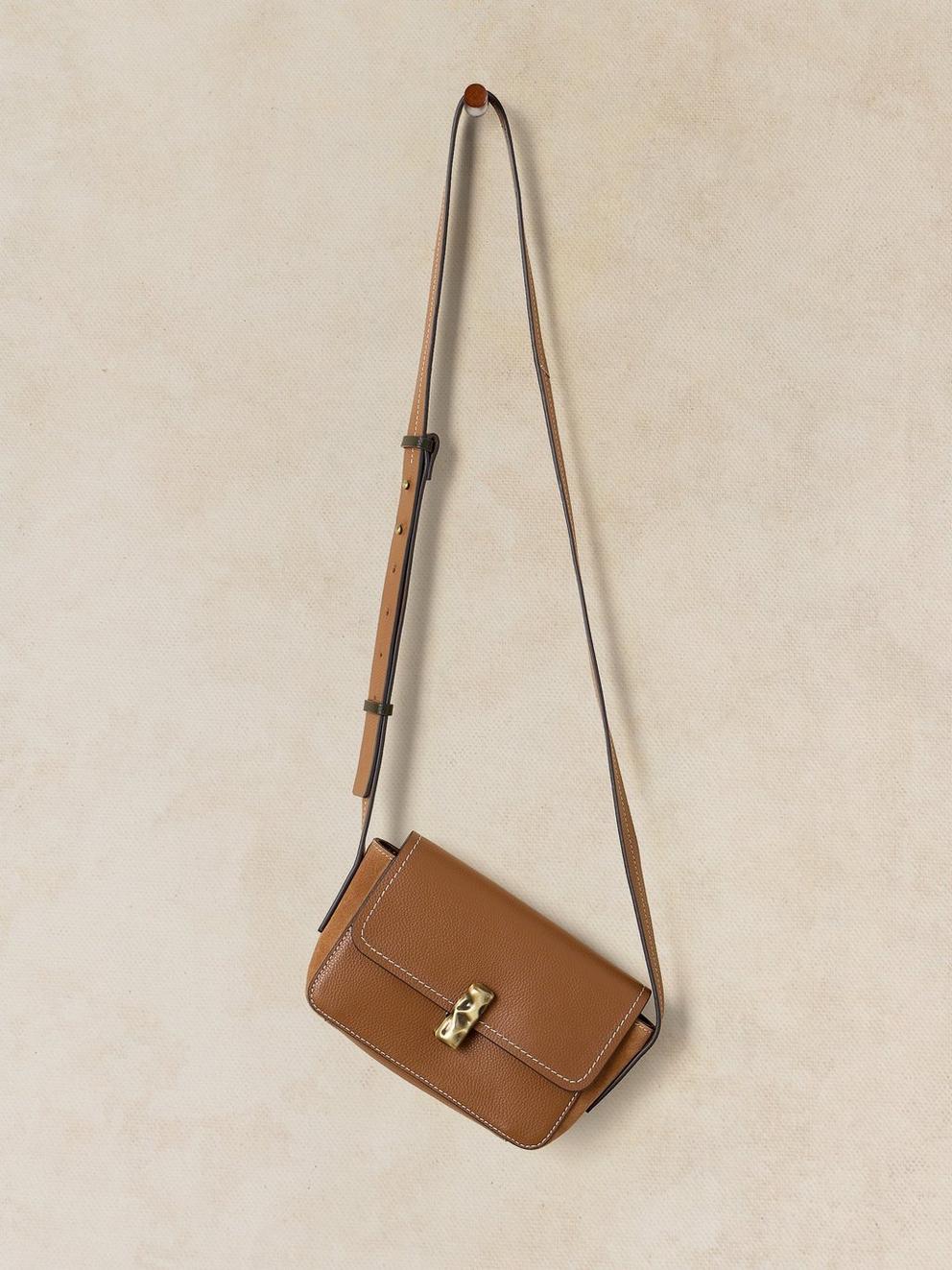 MINI LAILA LOCK CROSSBODY BAG in LIGHT TAN - FLAT FRONT